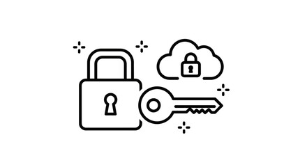 Fototapeta premium Security illustration of lock key and cloud symbol for protection and safety