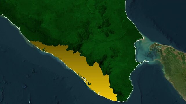 Animated Kerala Map with Illuminated State Boundary over Realistic Terrain for Travel, News, Educational, and Infographic Content
