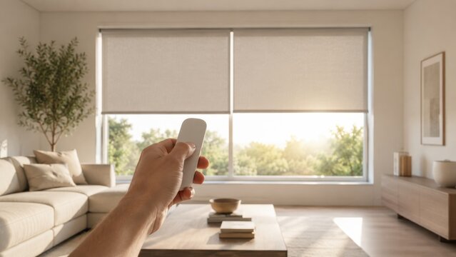 Hand operating motorized roller blinds with remote control