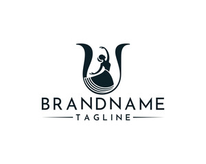 Elegant ballerina logo design forming the letter u © MD86