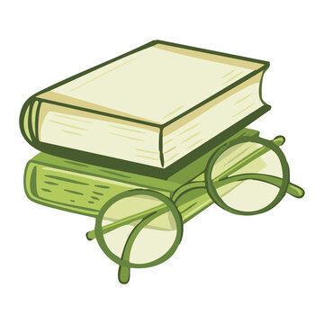 Books and Glasses Study Icon Illustration