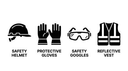 Fototapeta premium Personal Protective Equipment Icons Set for Workplace Safety