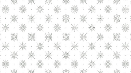 Fototapeta premium Subtle grey floral pattern with scattered dots on a white background