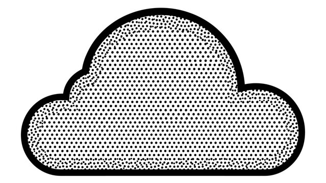 Abstract cloud shape filled with a dense pattern of black dots on a white background