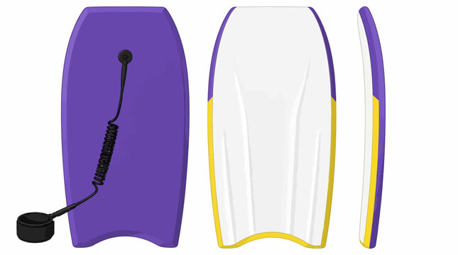 Purple and white bodyboards set for surfing