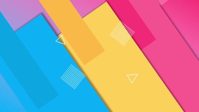 Vibrant Gradient Background with Floating Geometric Memphis Shapes