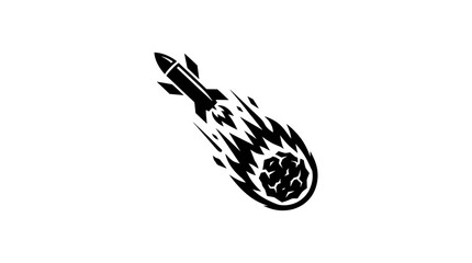 Fototapeta premium Rocket with fiery tail and explosion effect on white background