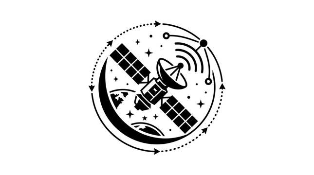 Satellite orbiting Earth, communication, technology, space exploration, digital network