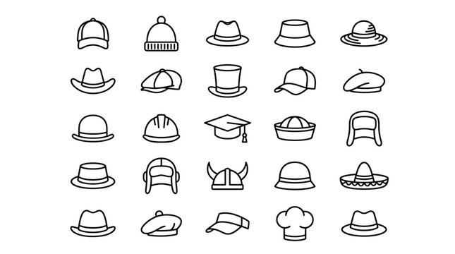 Collection of various hat styles.
