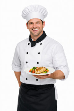 chef holding a tray with food