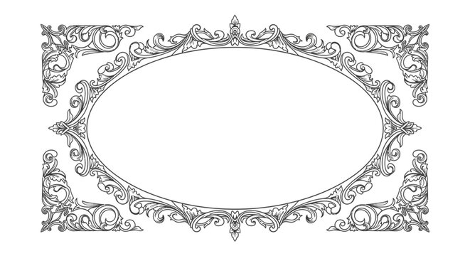 Intricate Ornate Oval Frame Border Design.