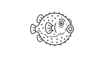 Puffer Fish Line Art Vector Illustration © suris
