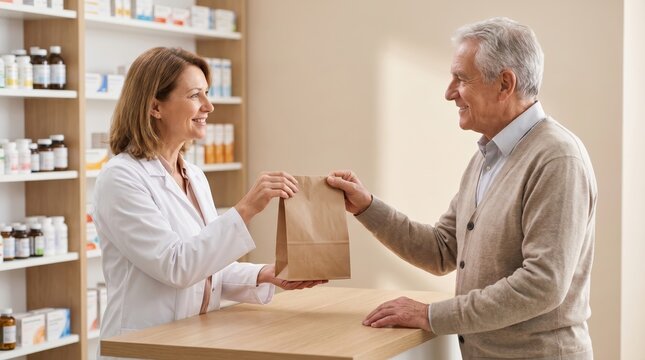 Pharmacist Assists Senior Citizen on Senior Citizen Day