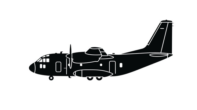 Silhouette of a Twin-Engine Turboprop Transport Aircraft