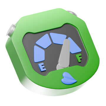 3D Green Sustainable Fuel Gauge Icon