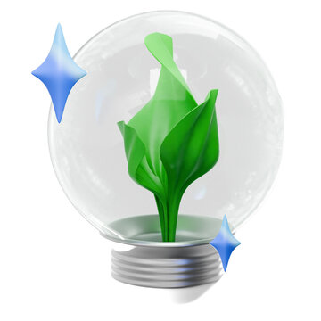 Sustainable Circular Energy 3D Light Bulb Icon