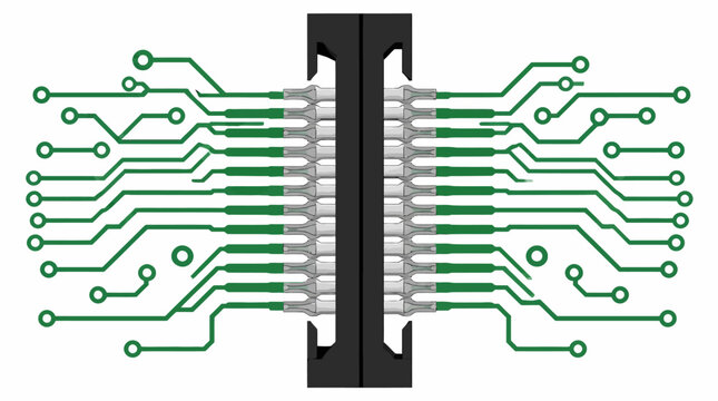 Microchip leads connected to circuit board copper traces.