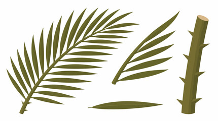 Green palm fronds and bamboo stalk design elements. © Pecilia