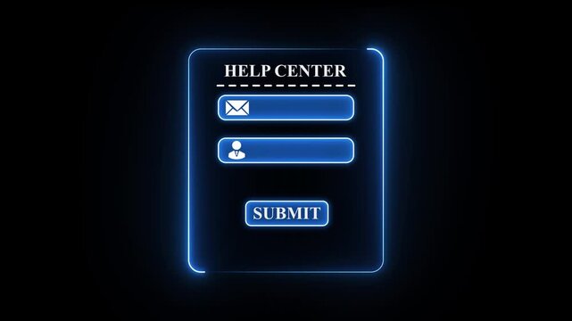 Blue help center interface concept on the transparent background. Perfect for support portal, online help form and customer assistance animation,4k digital animation video.