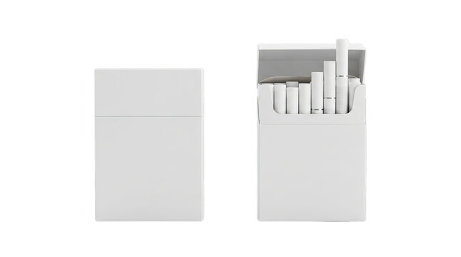 White cigarette pack and cigarettes on black background