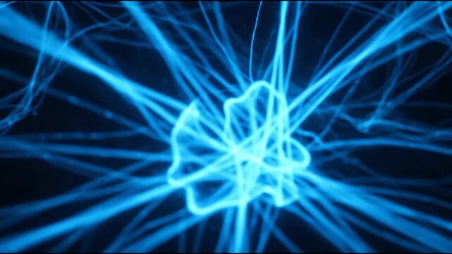 Abstract Blue Neural Network Data Wave Digital Technology Background