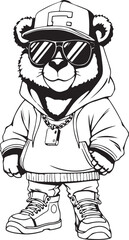 Cool cartoon bear wearing a baseball cap sunglasses and hoodie with hip hop jewelry © Mstshima