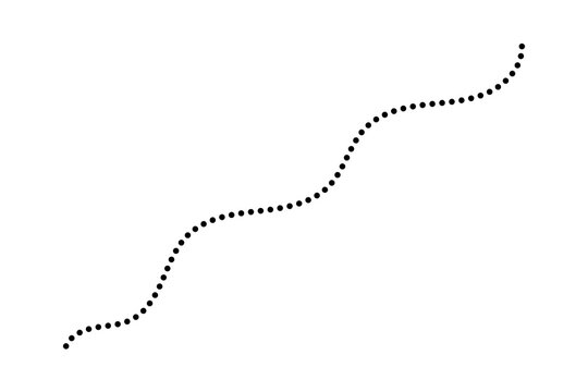 Abstract growth curve composed of small dots in a flowing line against a clean backdrop isolated on transparent background