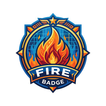 Fire Badge Emblem Logo Symbol.