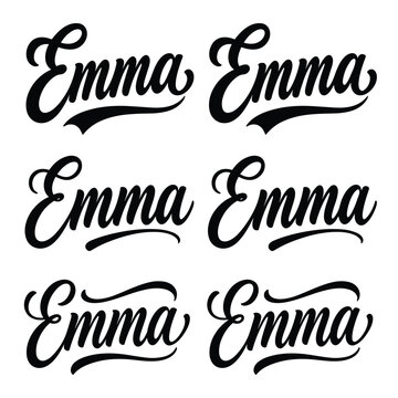 Elegant Emma Name Lettering Collection With Flowing Calligraphy Styles