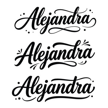 Elegant Alejandra Name Lettering Collection With Decorative Calligraphy Styles