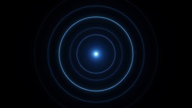 Concentric circles pattern with glowing blue light on black background