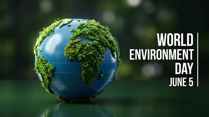 Earth covered in greenery for world environment day june 5