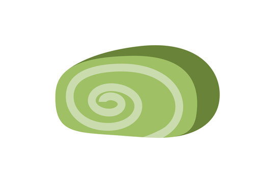 Flat Green Matcha Swiss Roll Cake Slice for Japanese Dessert Design