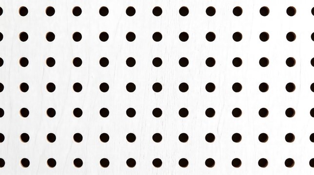 Clean White Wooden Pegboard Texture Organized Workspace Background