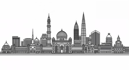 Fototapeta premium An elegant line art representation of Mumbai's skyline featuring a blend of � Real Estate and Property Investment Concept for Home Ownership