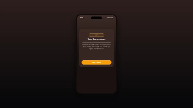 Smartphone Screen UI Design Mockup with Dark Theme Orange Accent Production Hub Interface Animation