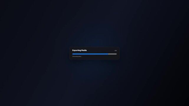 Exporting Media Progress Bar Loading Screen Component on Dark Background