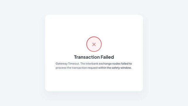Currency Exchange Money Transaction Failed Gateway Timeout Error Interbank Node Network UI Notification