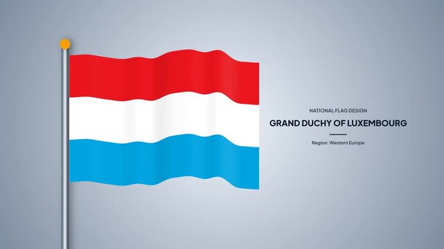 Waving Flag of Grand Duchy of Luxembourg Tricolor Loop Animation for Western Europe National Day 4K video