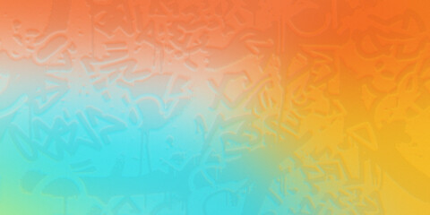 Graffiti style embossed pattern on orange and turquoise gradient background. © tahmina