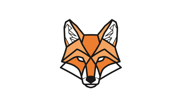 Geometric fox head, sharp angles, orange and white