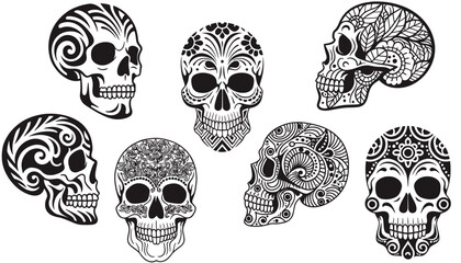 Obraz premium Ornate Skull Designs - Day of the Dead Sugar Skull Collection