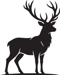 Fototapeta premium Black silhouette deer logo with elderwood fine provisions text