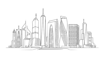 Obraz premium Minimalist city skyline line art illustration