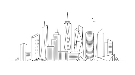 Obraz premium Minimalist city skyline line art illustration