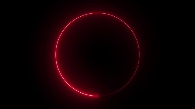 Abstract pink color glowing neon circle frame icon animation. Neon round frame, circle, ring shape, loading, empty space concept animation