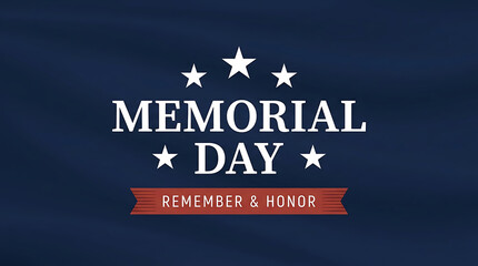Obraz premium Memorial day banner with stars and ribbon on a dark blue background
