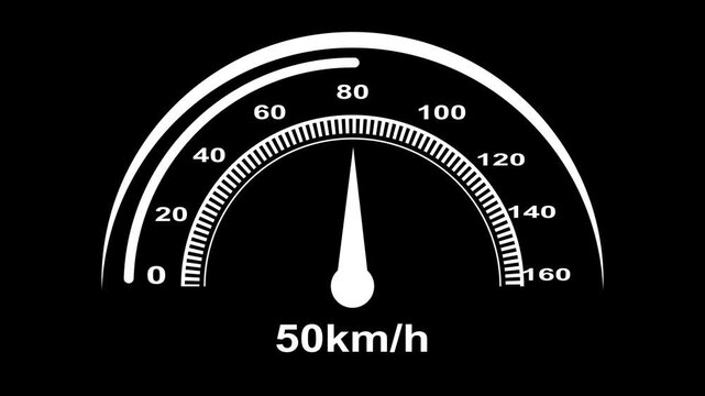 A colorful speed miter animation. Digital symbols at the speedo meter. Car speedometer and counter - Speed concept.