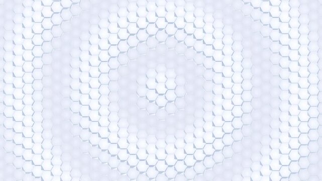 Abstract hexagonal pattern animating inwards, geometric honeycomb structure, subtle light blue and white, modern digital background