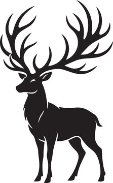 Elegant black silhouette deer logo with antlers